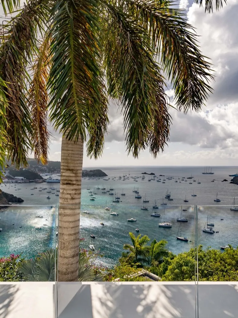 La terrasse privée d'une chambre sous les palmiers